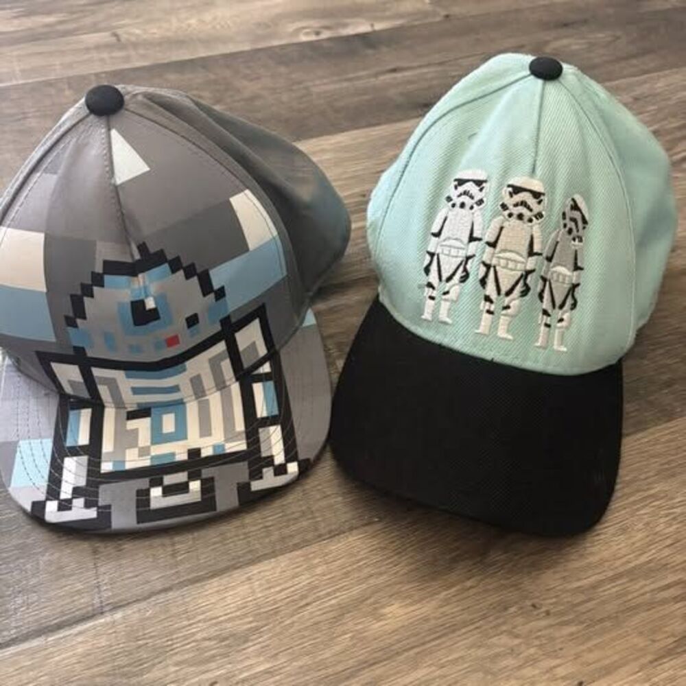 Lot Of 2 Star Wars Kids Hats C-3PO Storm Troopers Adjustable Ball Caps